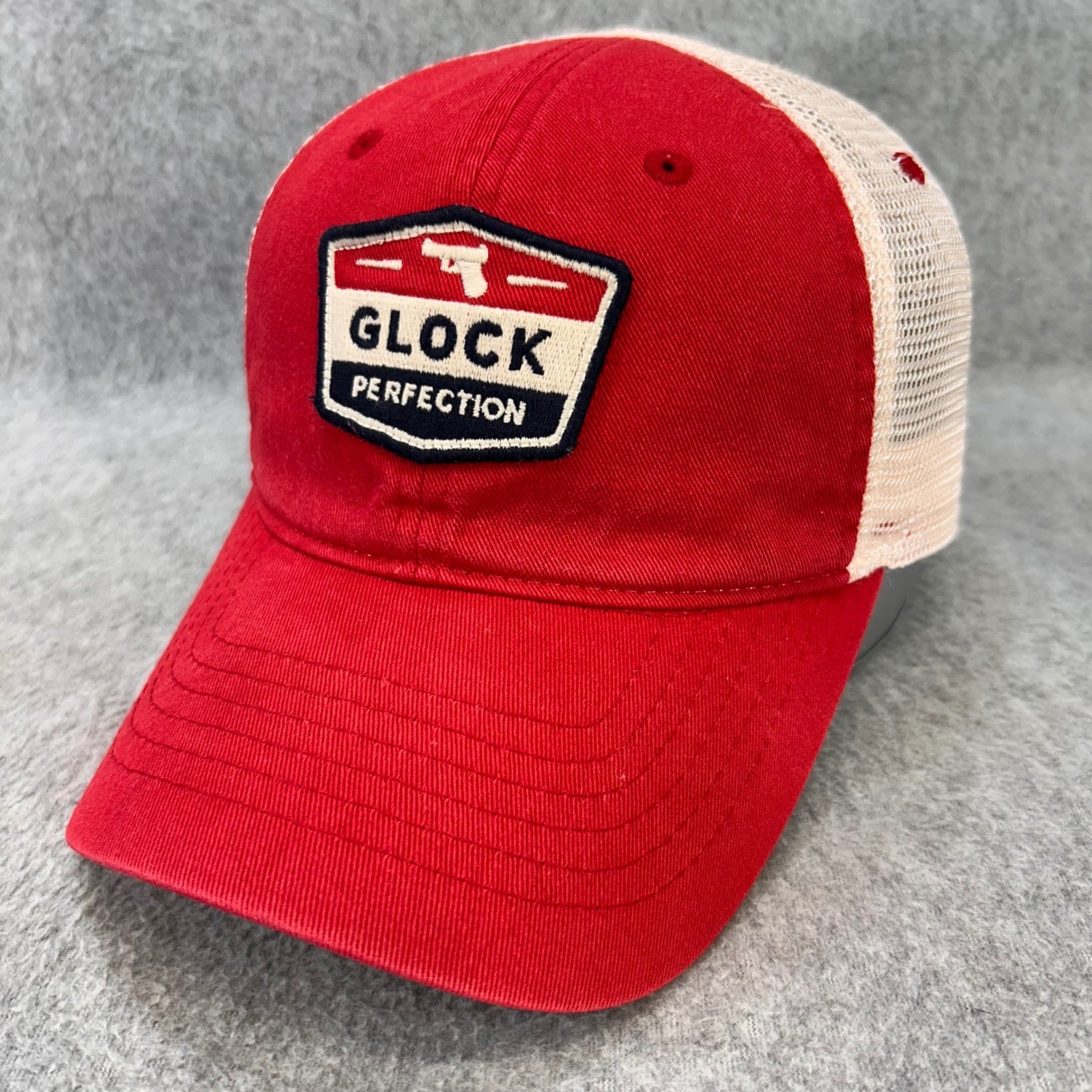Glock Perfection Patch Mens Red Glock Trucker Hat Snapback Mesh Cap OSFA