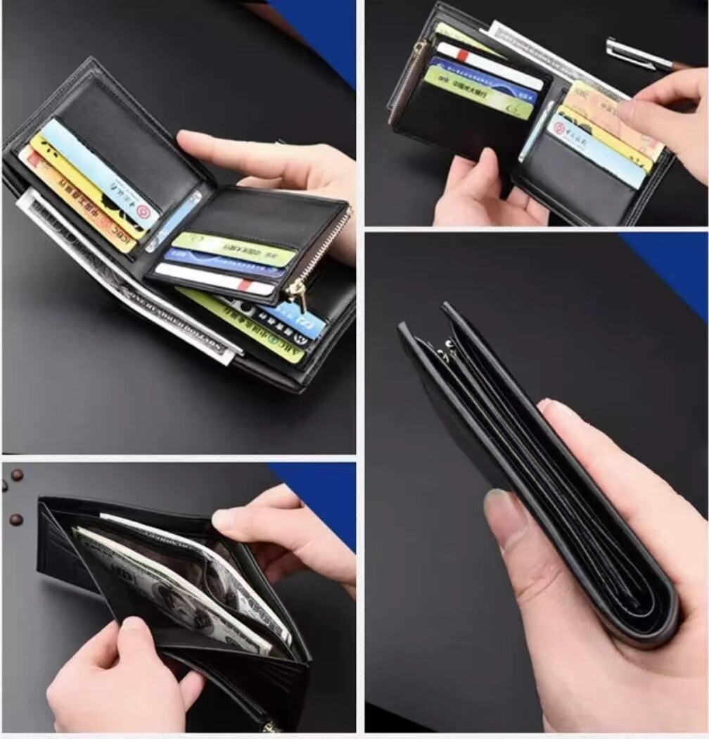 Men’s Bifold Leather Wallet With ID Window Credit Card Holder Slim Purse