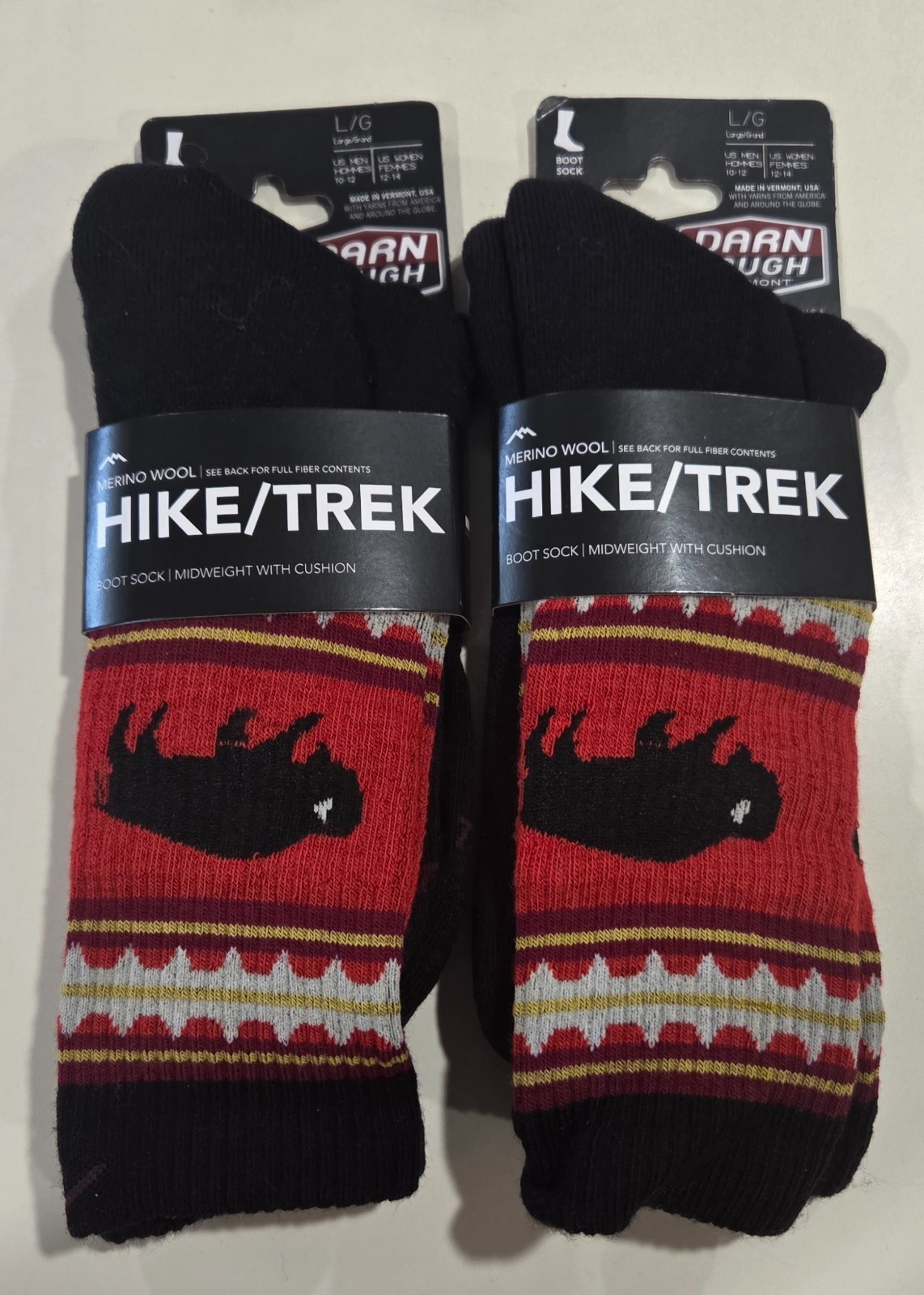 LOT of 2 DARN TOUGH 1980 Black MIDWEIGHT with CUSHION BOOT’S SOCK Bison Large