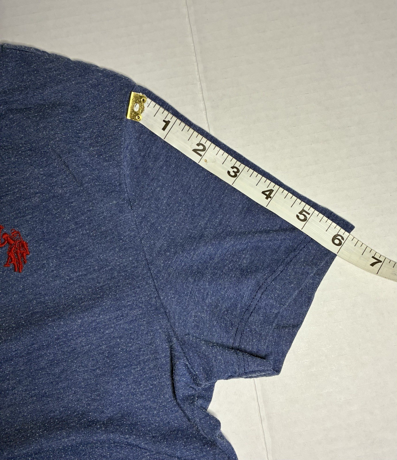 U.S. Polo Assn. Blue Solid Embroidered Logo Tee Cotton Blend Teen L (10-12)
