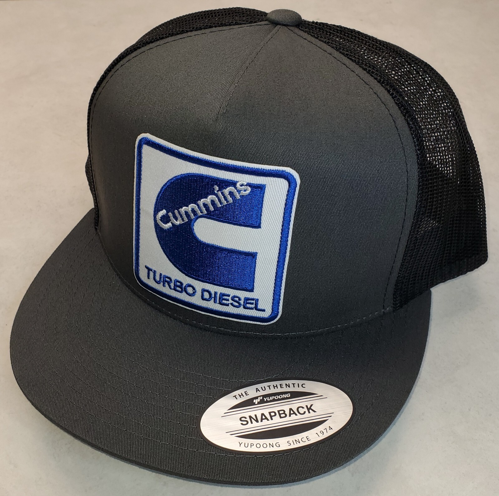 CUMMINS TURBO DIESEL Patch Trucker Hat /YP Classic 6006 Snapback Charcoal/Black