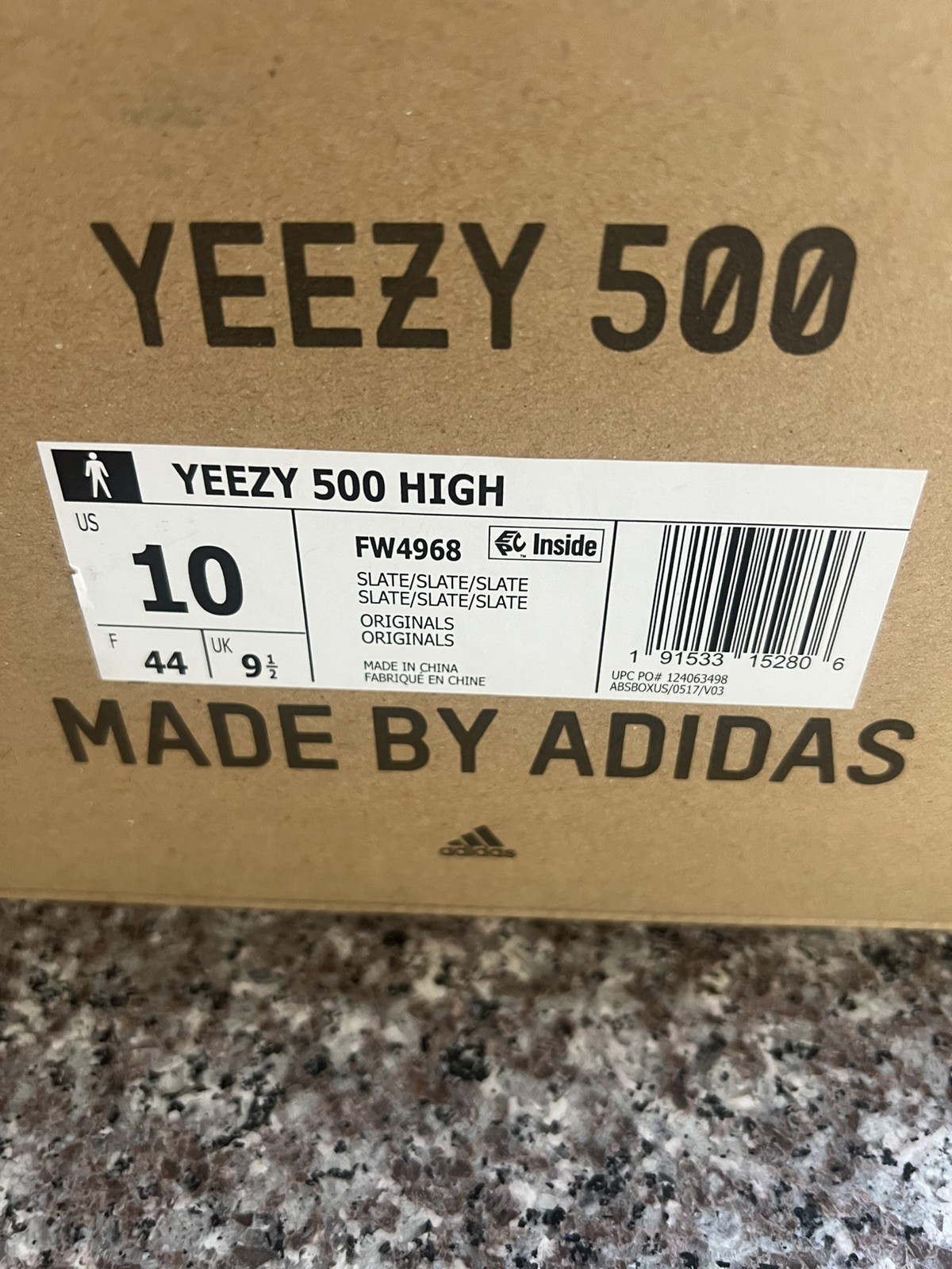 Adidas Yeezy 500 High Slate size 10 FW4968 Black Navy