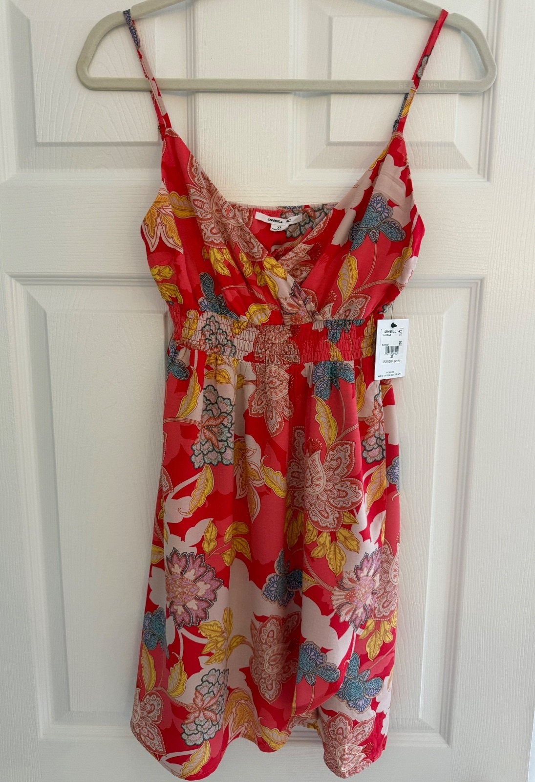 O’Neill Florent Floral Mini Dress Women’s XS Pink Coral Sleeveless V-Neck NWT