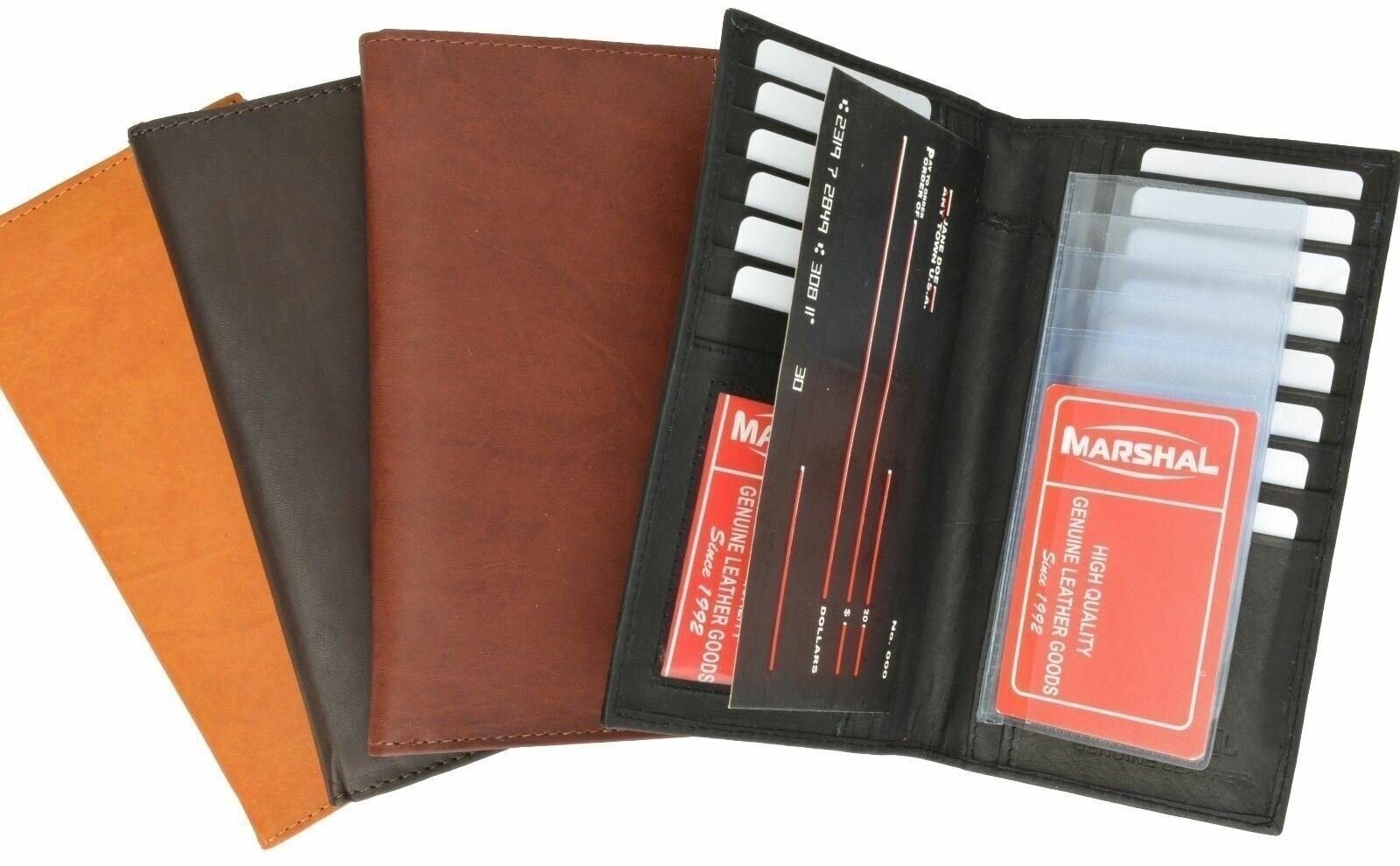 Genuine Leather Men Long Wallet Pockets ID Card Clutch Bifold Purse 1528