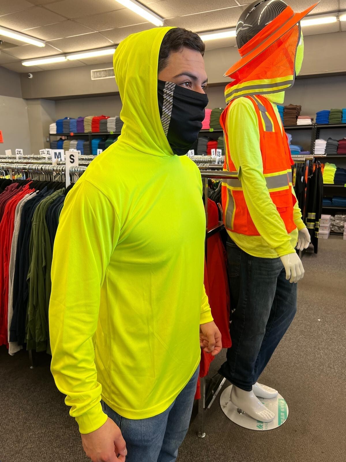 hoodie long sleeve t shirt 100% polyester for UV protection great for work