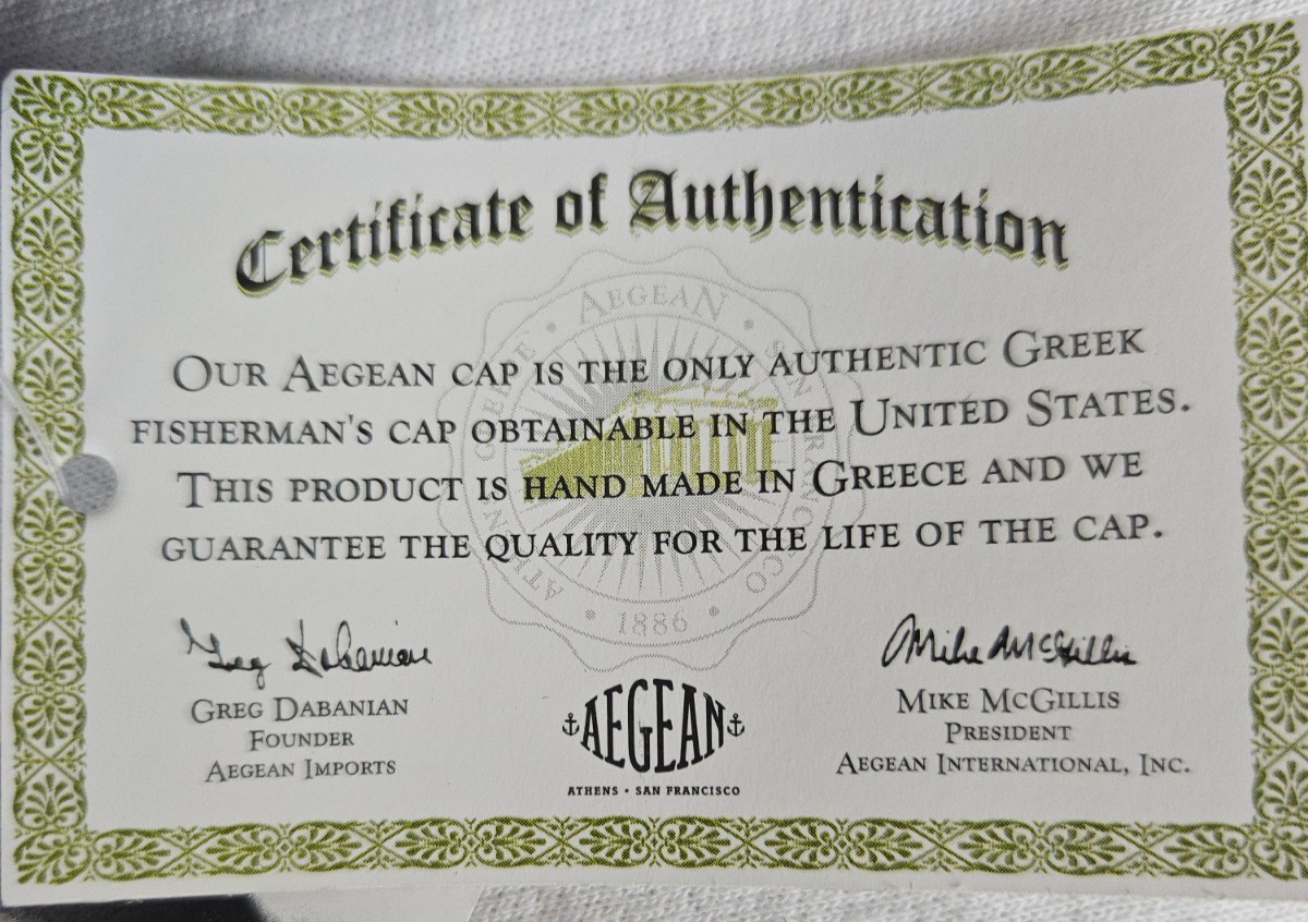Authentic Aegean Greek Captains Cap ~BLACK~ Multiple Sizes – NOS