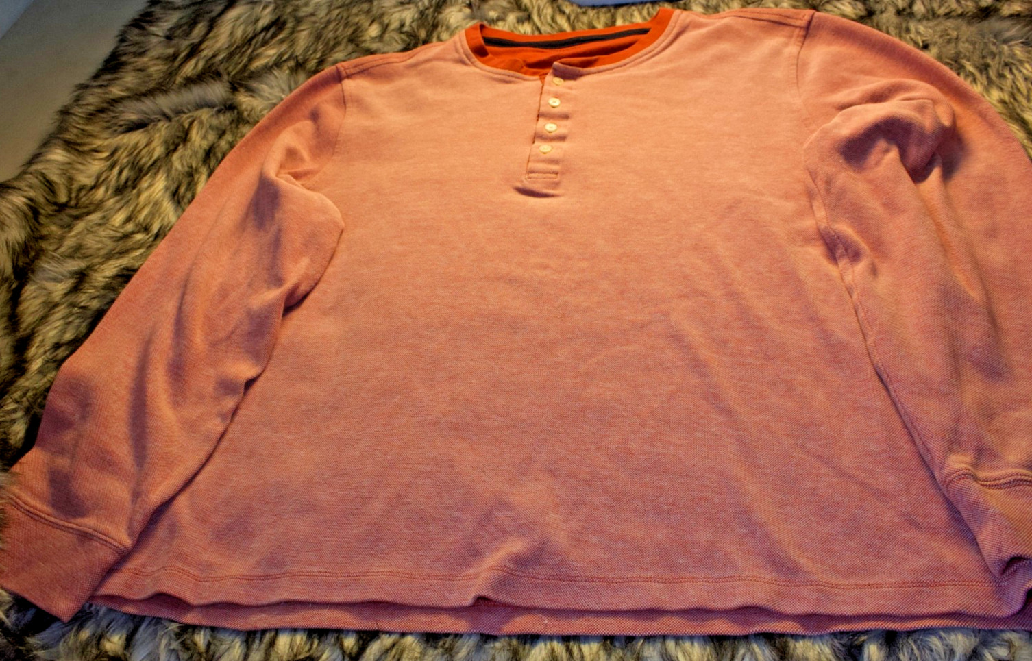 Untuckit mens cottton blend henley long sleeve shirt size XX-Large color orange