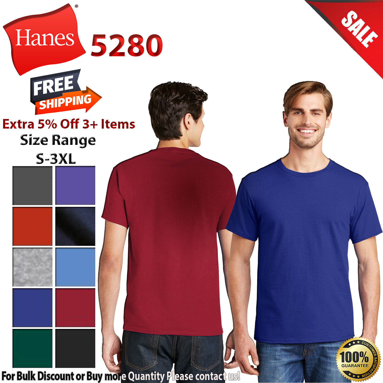 Hanes 5280 Unisex Comfortsof Cotton T Shirt