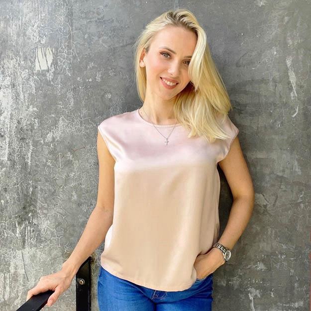 LILYSILK Blush Pink Mulberry Silk Blend Blouse Size S