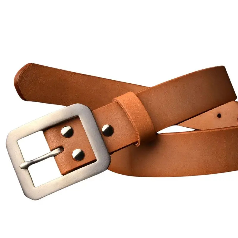 5.5mm Thick Vegetable Tanned Saddle Leather Belt Full Grain Steel Buckle 3.8CM