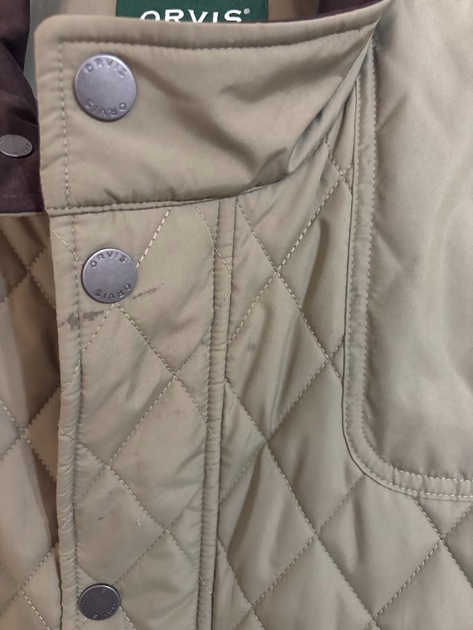 Orvis Men’s Route 7 Quilted Vest Snap Front Light Olive Lined Full Zip XL