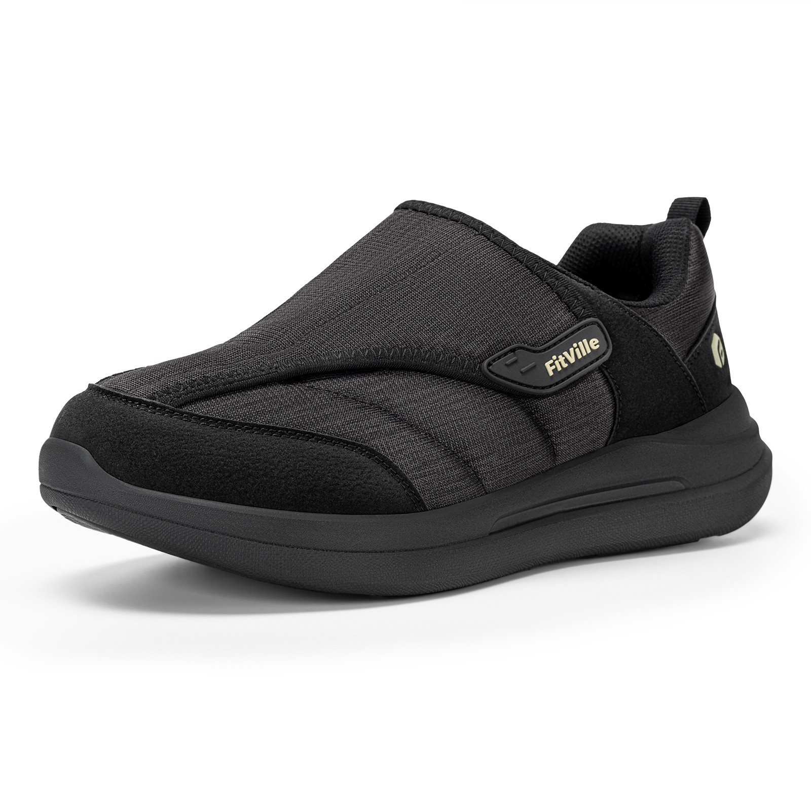 FitVille Mens Diabetic Shoes Adjustable Strap for Swollen Feet Wide Toe Box