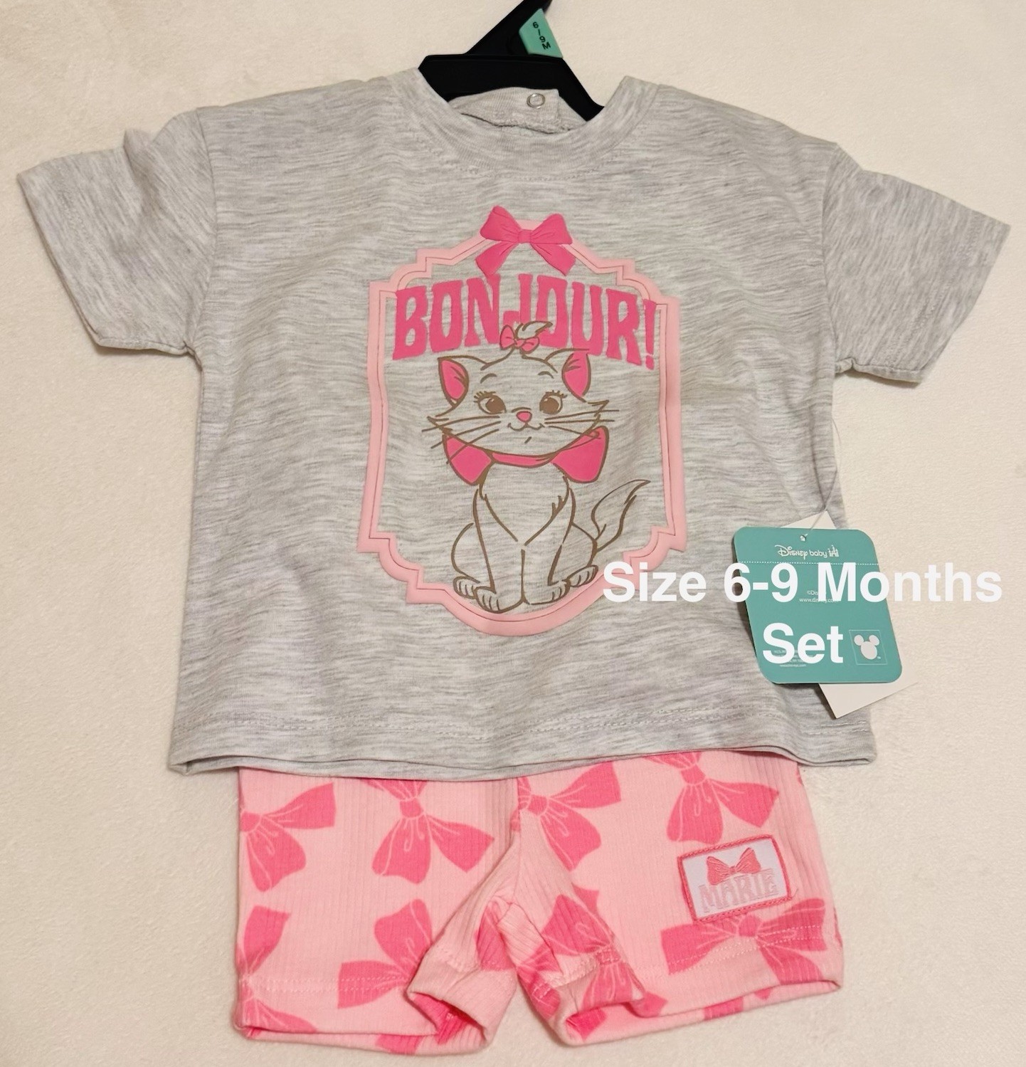 Disney Classics Marie Baby Girls Graphic Tee and Shorts Set, 2-Piece,6-9M