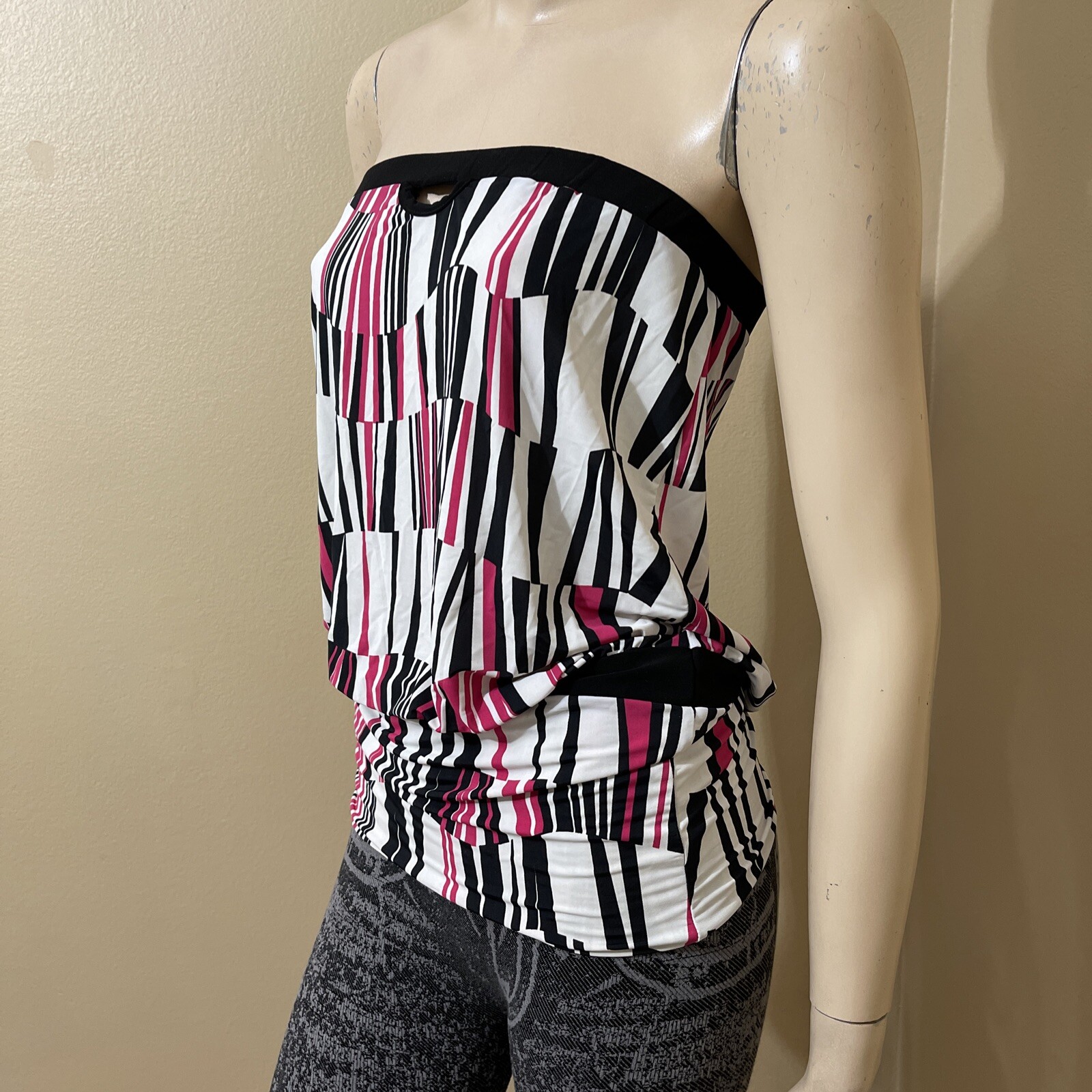 Women’s White Multicolour Polyester Casual Open Summer Stretch Size M Blouse Top