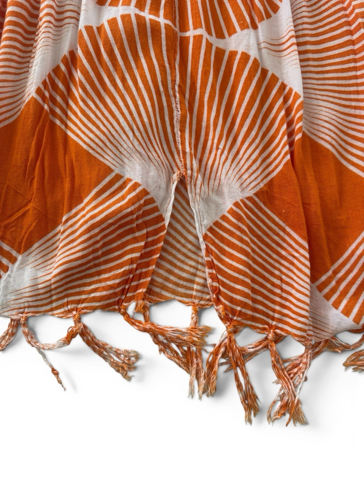 Baldizon Blanca Estela Orange Rayon Off Shoulder Dress Tassel Hem El Salvador