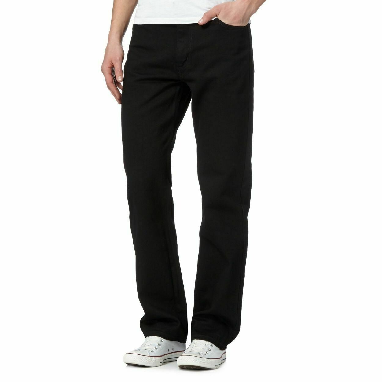 MENS DENIM JEANS WAIST 32 to 50 STRAIGHT LEG REGULAR FIT CASUAL PLAIN PANTS
