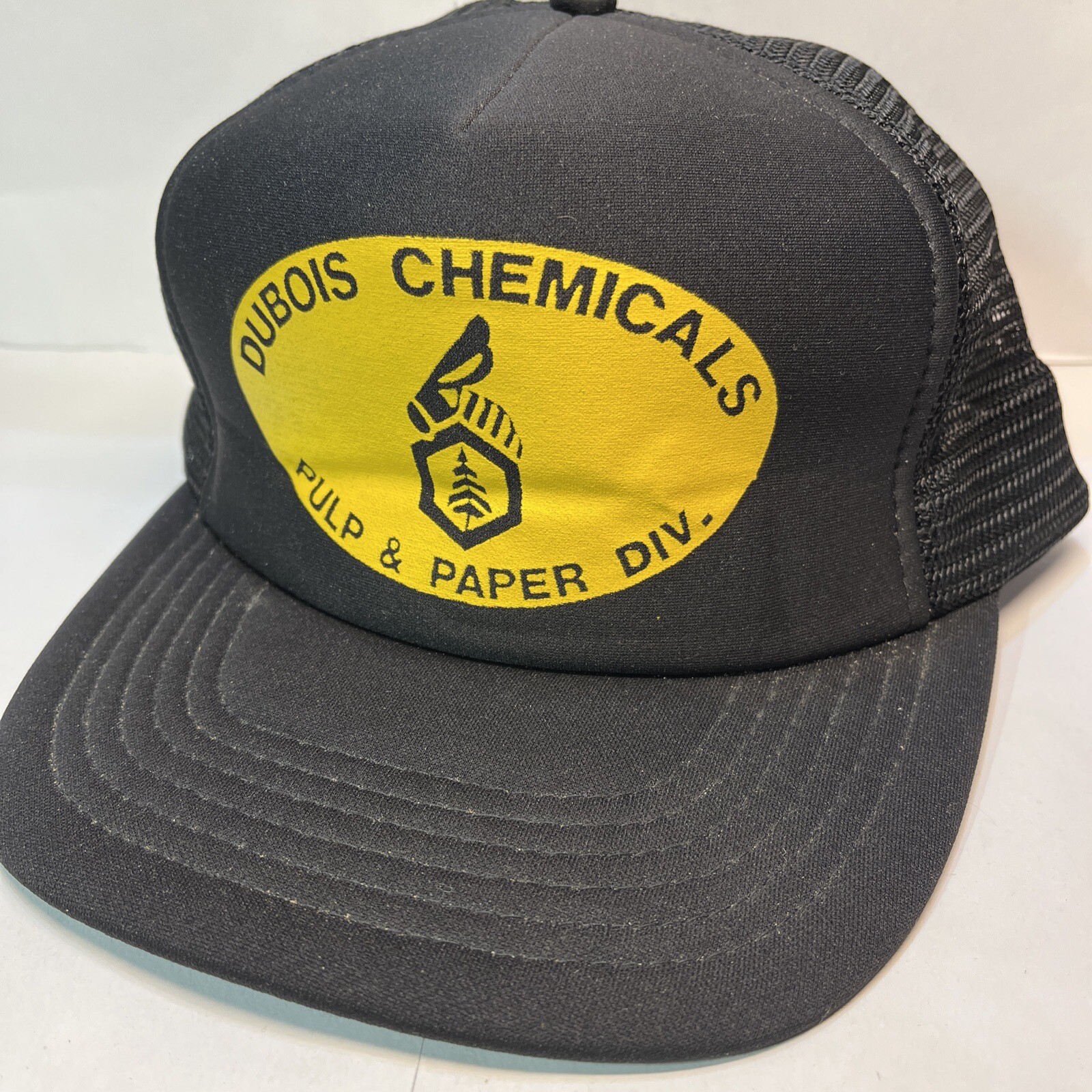 Vintage Dubois Chemicals Pulp And Paper Black Mesh Snapback Trucker Hat