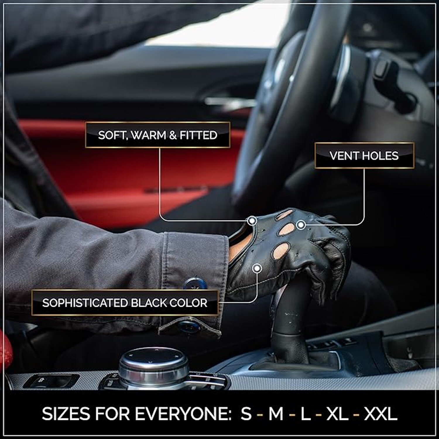 MRX Mens Classic Driving Gloves Soft Genuine Real Cowhide Leather Full Finger