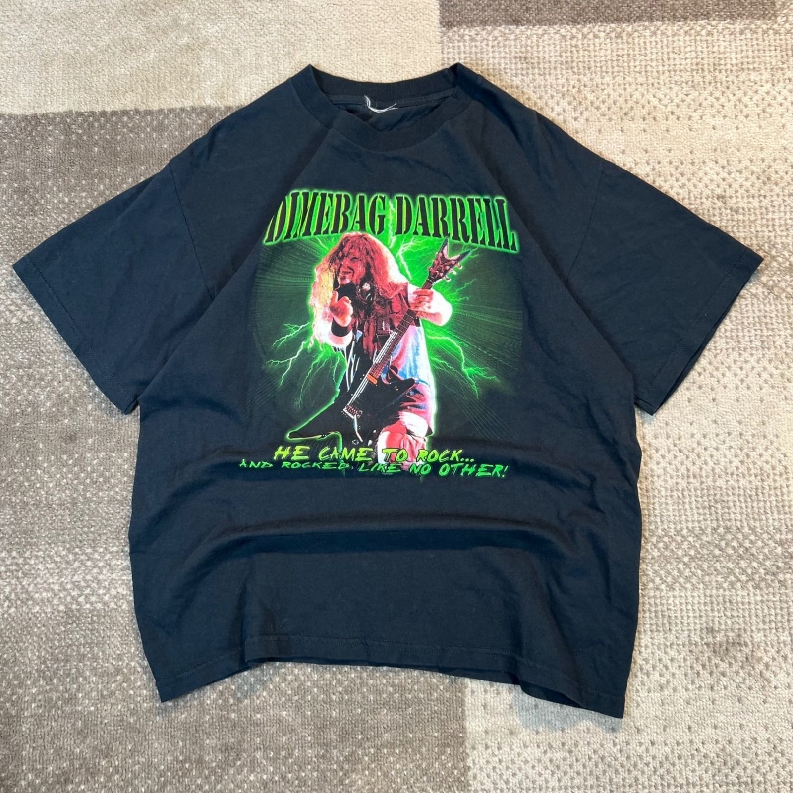 Vintage Dimebag Darrell Dean Guitars Pantera Band T-Shirt Black Green Mens L Y2K