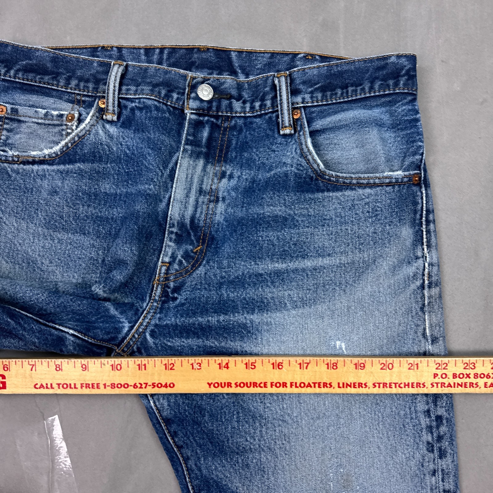 Levis 517 Jeans Mens 34×29 Blue Bootcut Denim Pants Repaired Faded Distressed