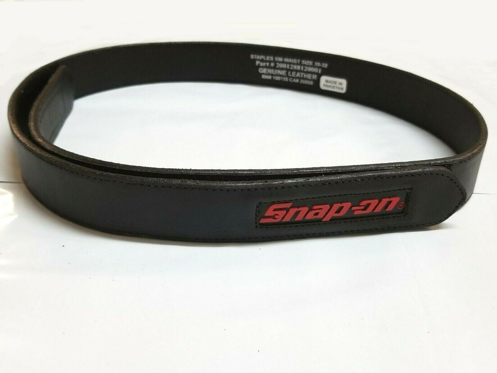 NEW Snap On Tools Men’s Genuine Leather No-Scratch Black Work Belt Hook & Loop