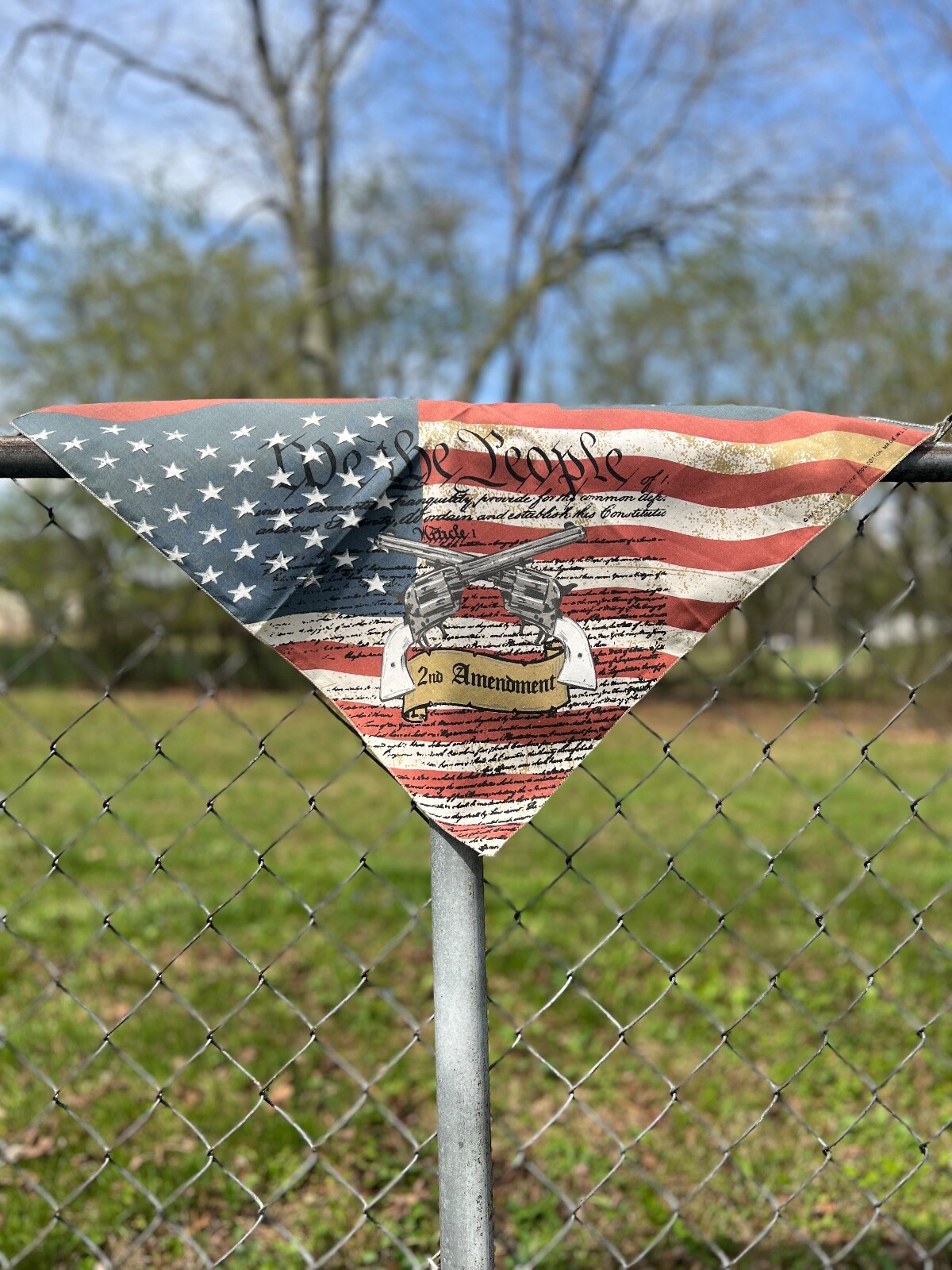 2nd Amendment 22x22in Bandanna USA MADE! Single Side Print 100% Cotton