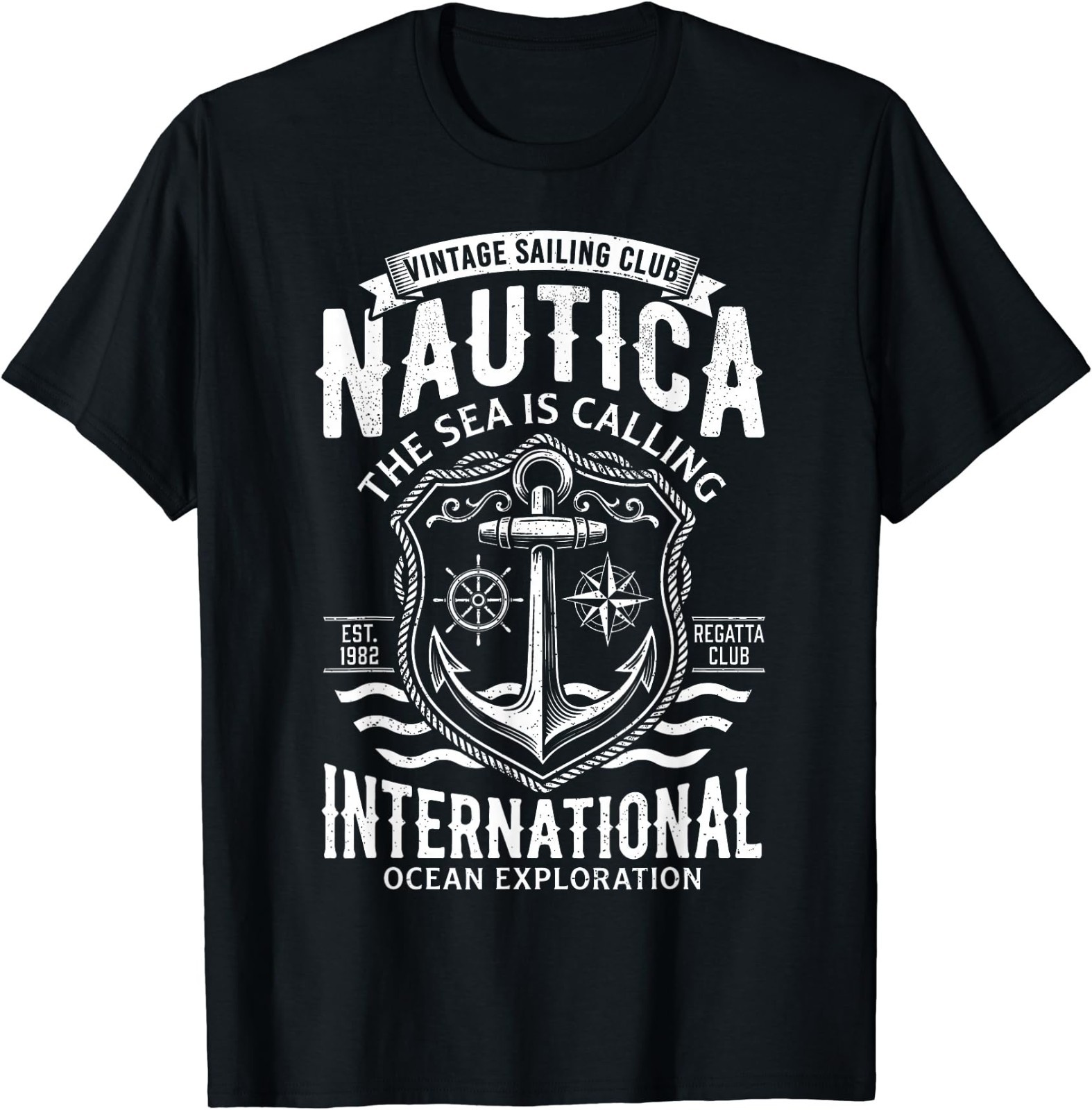Nautica International Vintage Sailing Club Anchor Emblem T-Shirt
