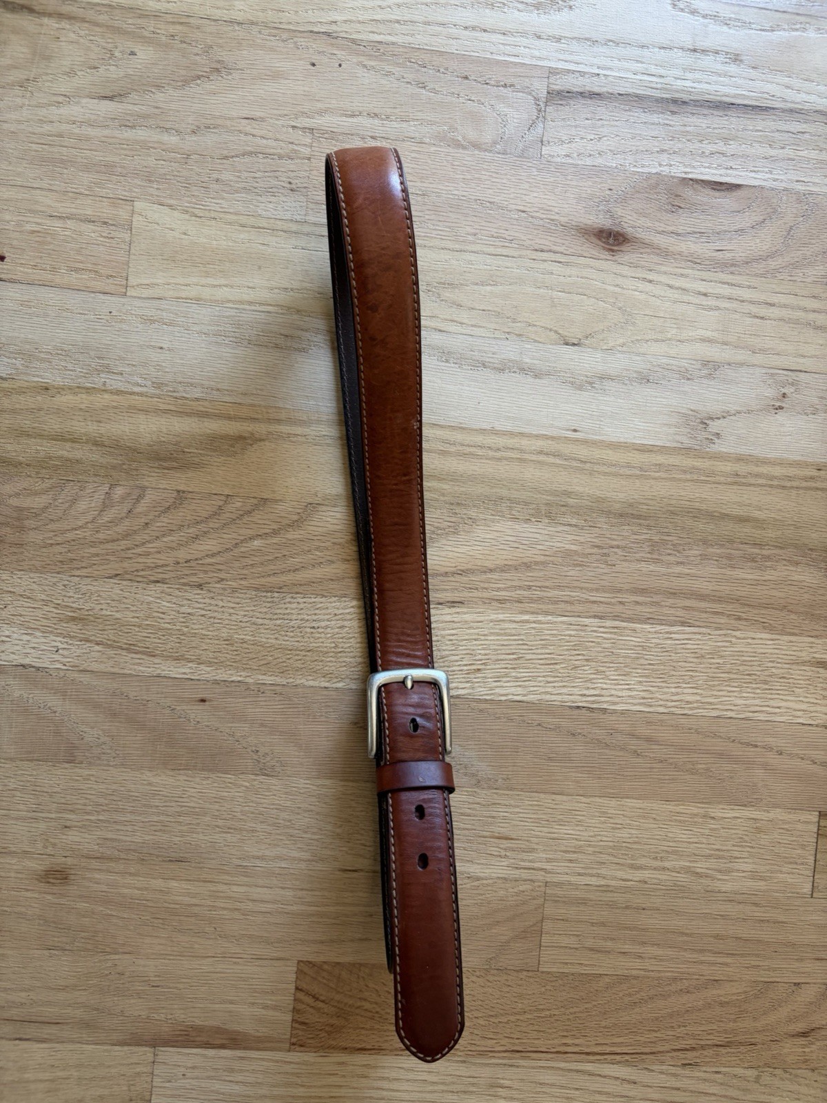 Fossil Men’s Brown Solid Dress Belt Size 42 Regular Adjustable Logo Buckle