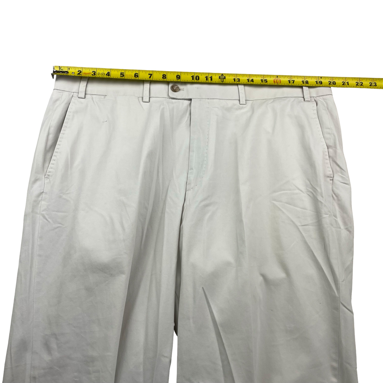 Hiltl Men’s Cotton Stretch Flat Front Dress Pants Light Khaki/Tan • 40×28