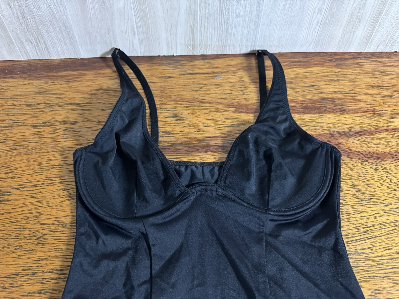 Women’s Black One-Piece Bodysuit Size S Solid Opaque Stretch Adjustable Straps