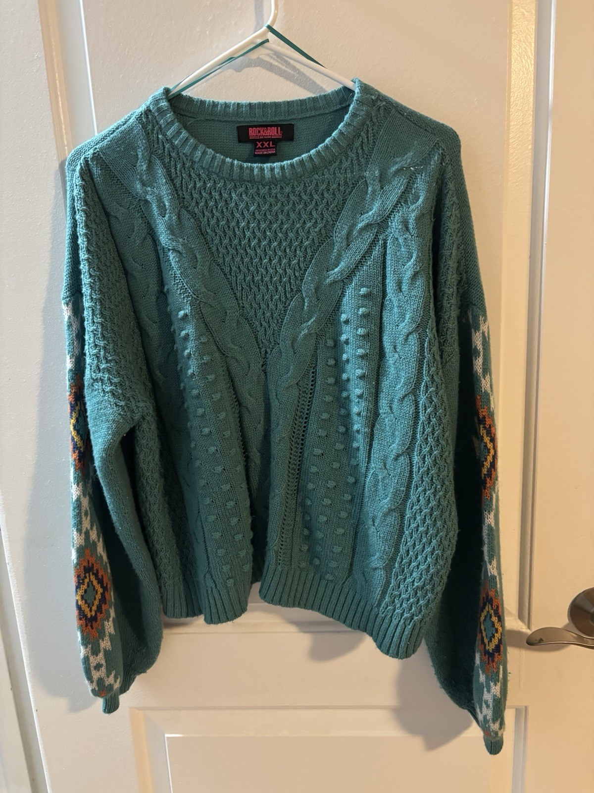 Rock&Roll Denim Cable Knit Sweater Oversized XXL