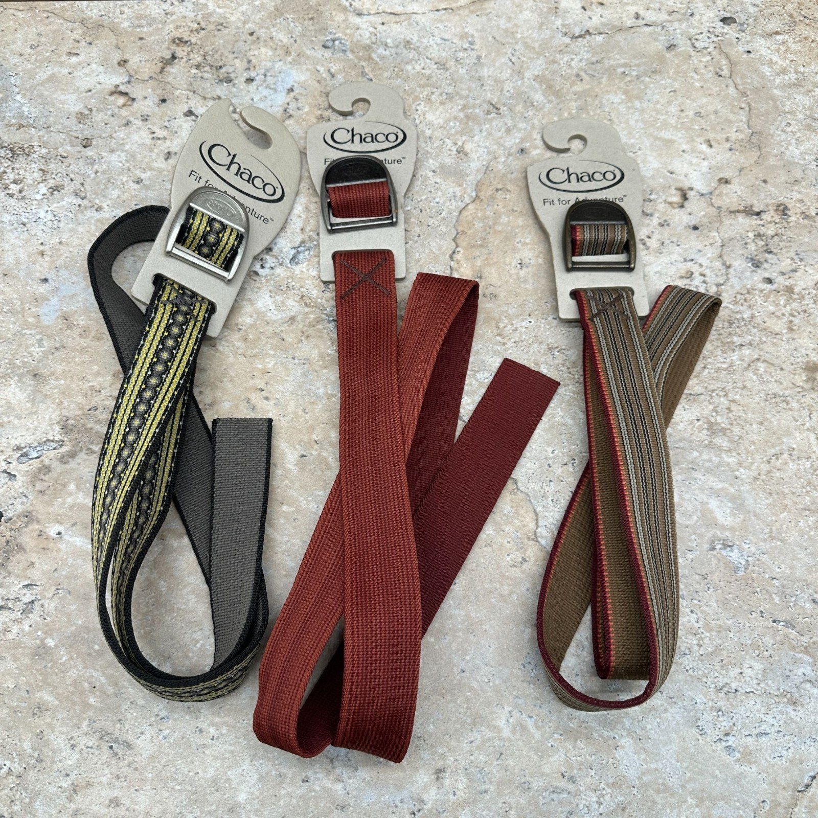 Lot of 3 Chaco Webbing Belts Unisex Variety Pattern Adjustable Outdoor Hiking