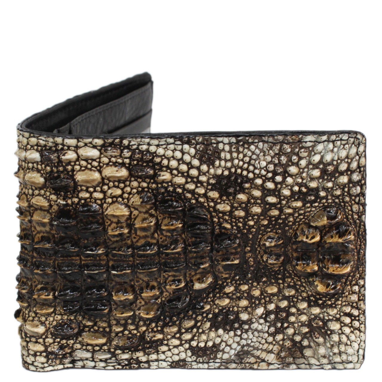 Handmade Natural Color Croc Leather Skin Bifold Men’s Wallet