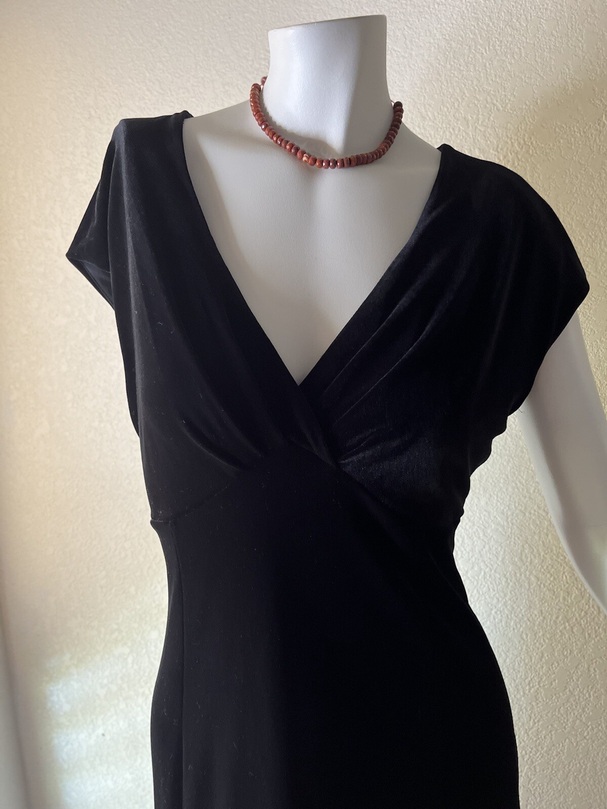 VTG Jones NY Dress Size 12 Black Whimsigoth Velvet Maxi Goth Witch Y2K Grunge