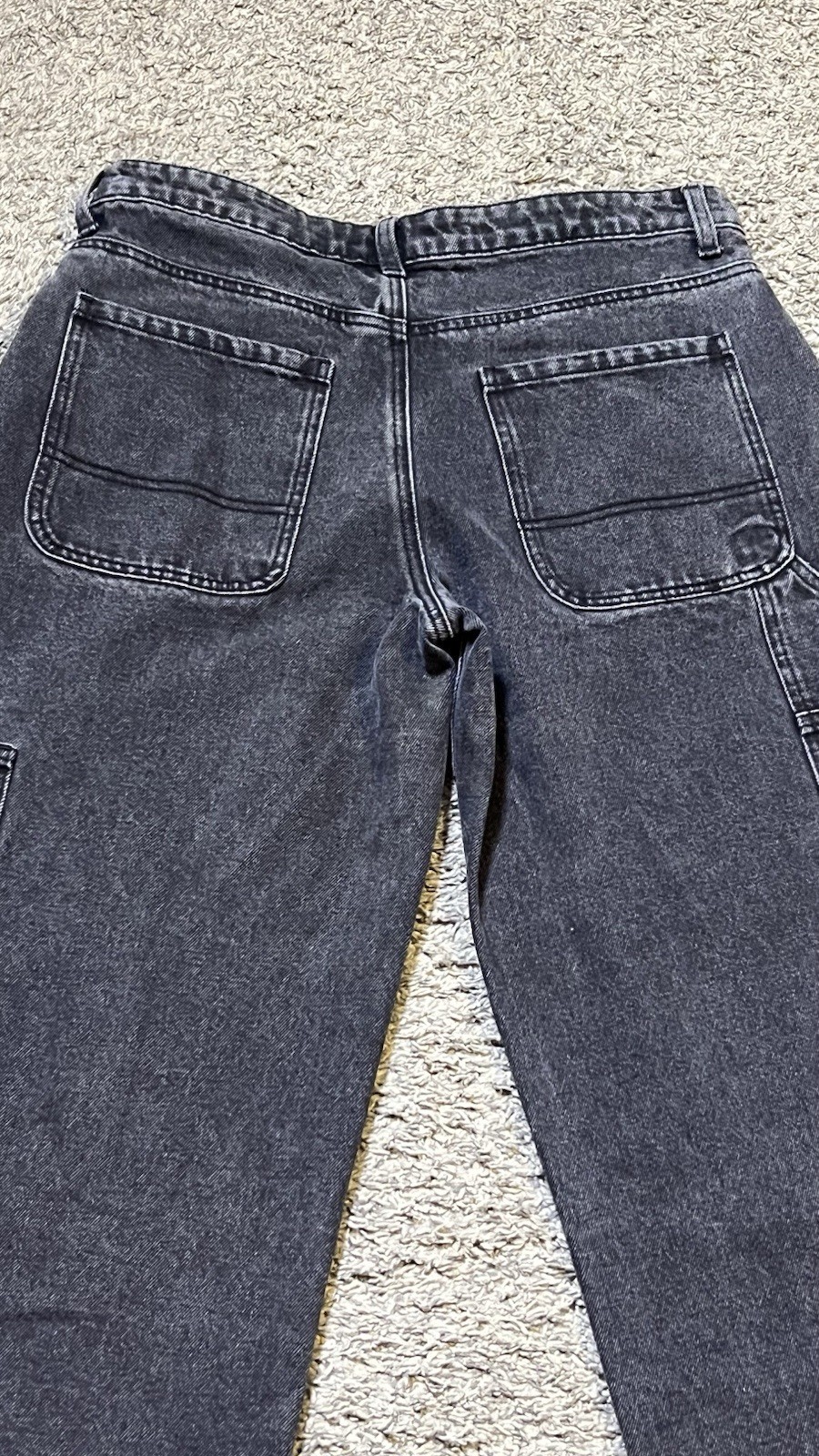 Edikted Ayla Low Rise Wide Leg Carpenter Jeans Woman’s Size L Black Washed