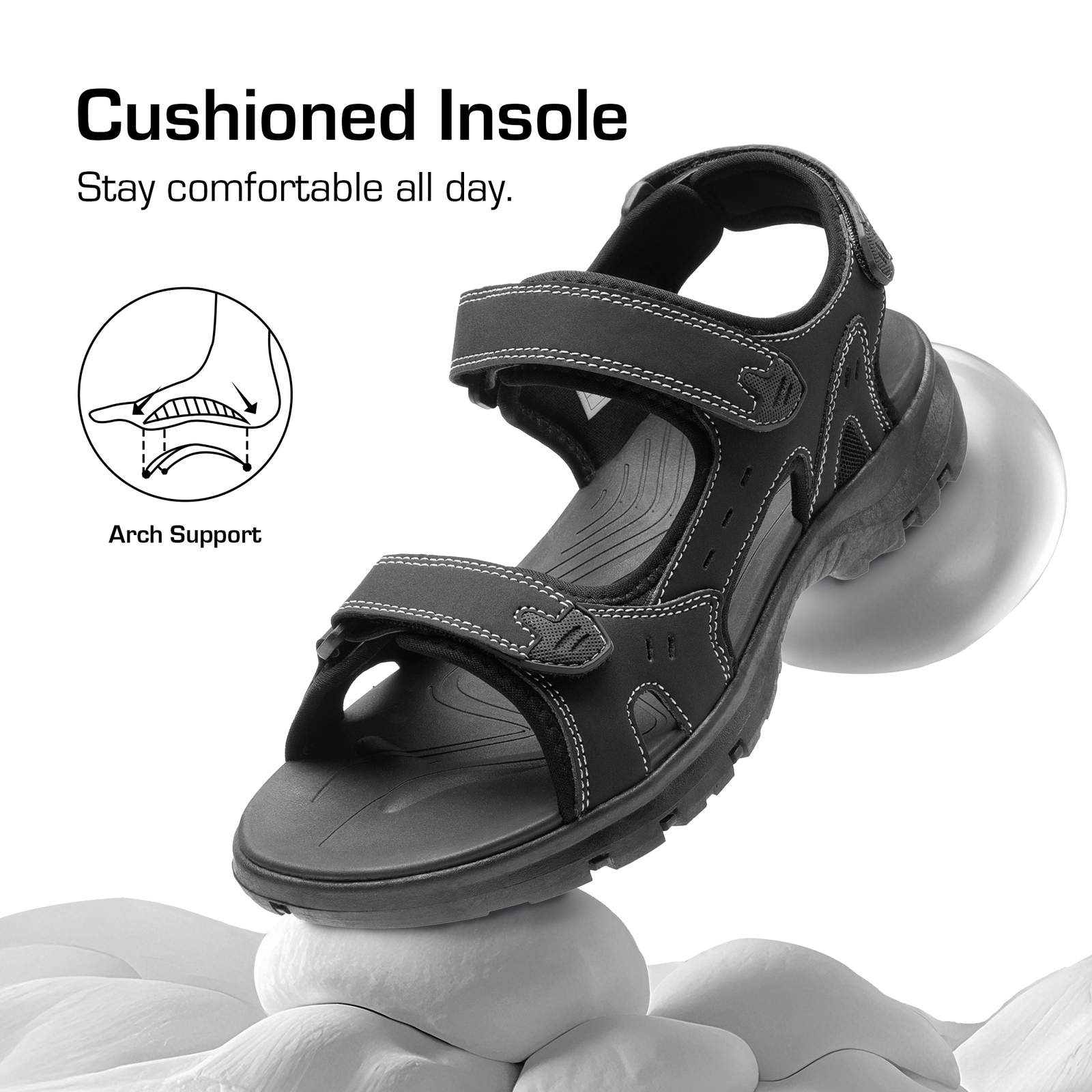 Mens Hiking Sandals Quick Dry Athletic Sandals Arch Support Summer Beach Sandals