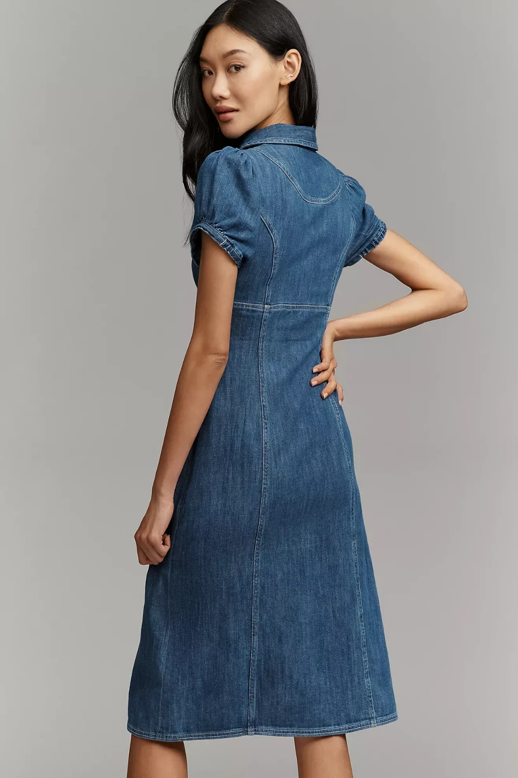 Anthropologie Rebekah Denim Slim Midi Dress by Pilcro