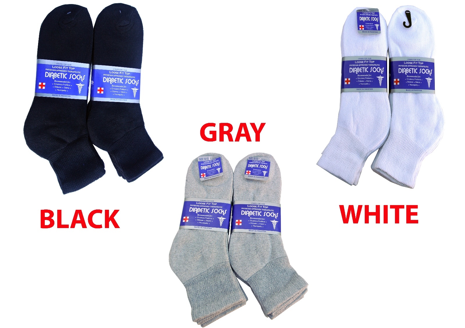 3 Pairs Diabetic ANKLE circulatory Socks Health Men’s & Women’s Cotton ALL SIZE
