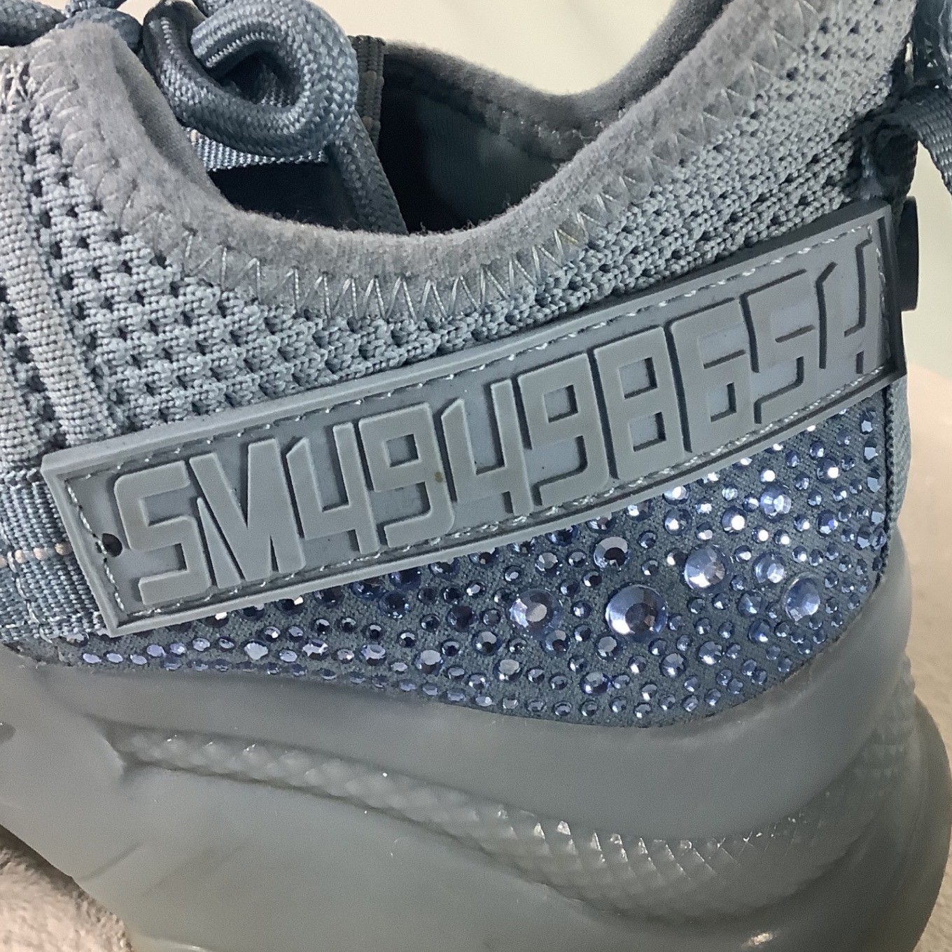 Steve Madden Maxima Rhinestone Knit Chunky Sneakers Blue SM49498654 Womens