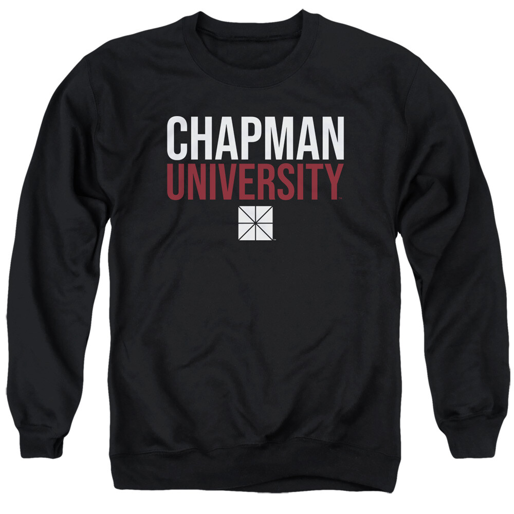 Chapman University Adult Crewneck Sweatshirt Stacked, Black, S-3XL