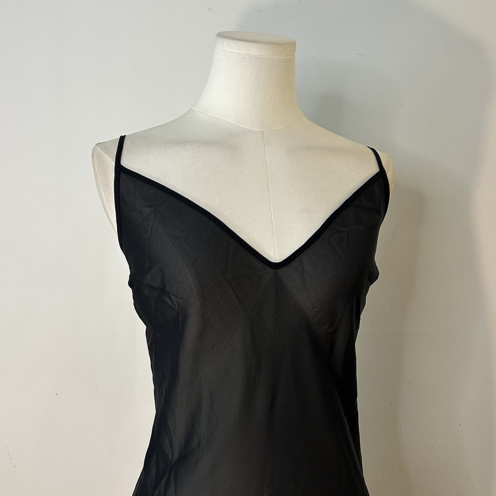 Y2K Sheer Black Mini Slip Dress Whimsigoth Alt Grunge Goth Fairy 39-43 Inch Bust