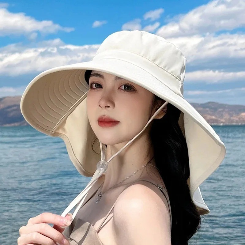 Women’s UPF 50+ Sun Hat Wide Brim Bucket Hat Neck Flap Fishing Safari Cap