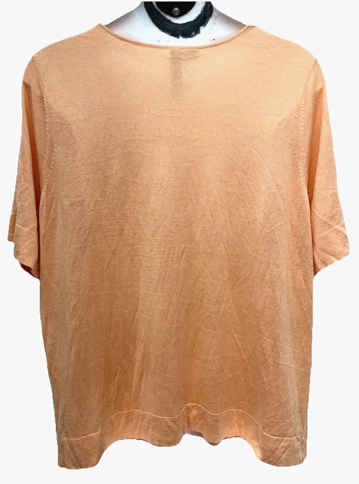 Lukastyle Women Size 1X Pullover Short Sleeve Cowl Neck Top Peach Tight Knit