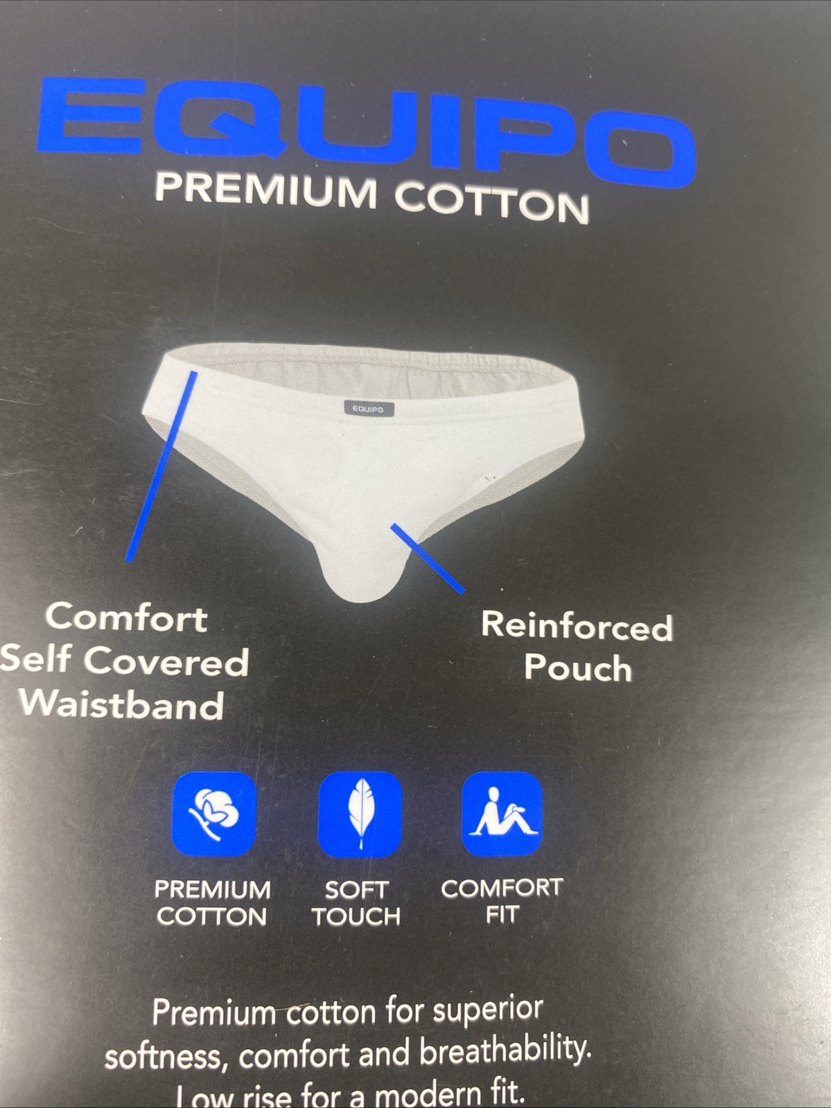 EQUIPO 5PK Bikini Briefs Large White Premium Cotton Comfort Fit Underwear 36-38