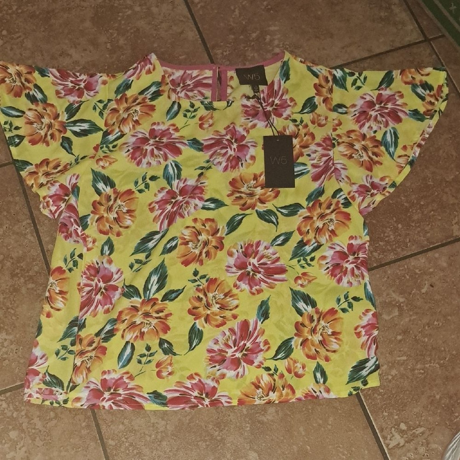 W5 Vibrant Yellow Floral Top By Anthropologie Colab.