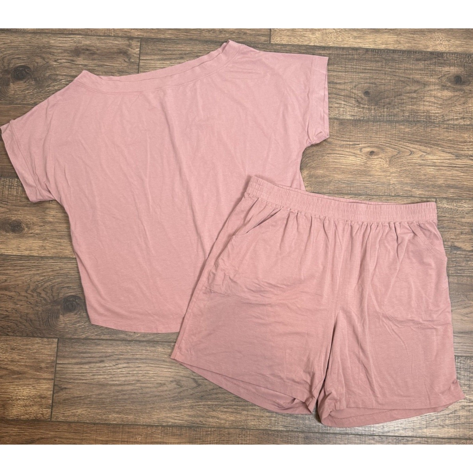 Universal Standard Set UltimateS Dolci Lounge Top Lorelai Shorts Pink S 14-16