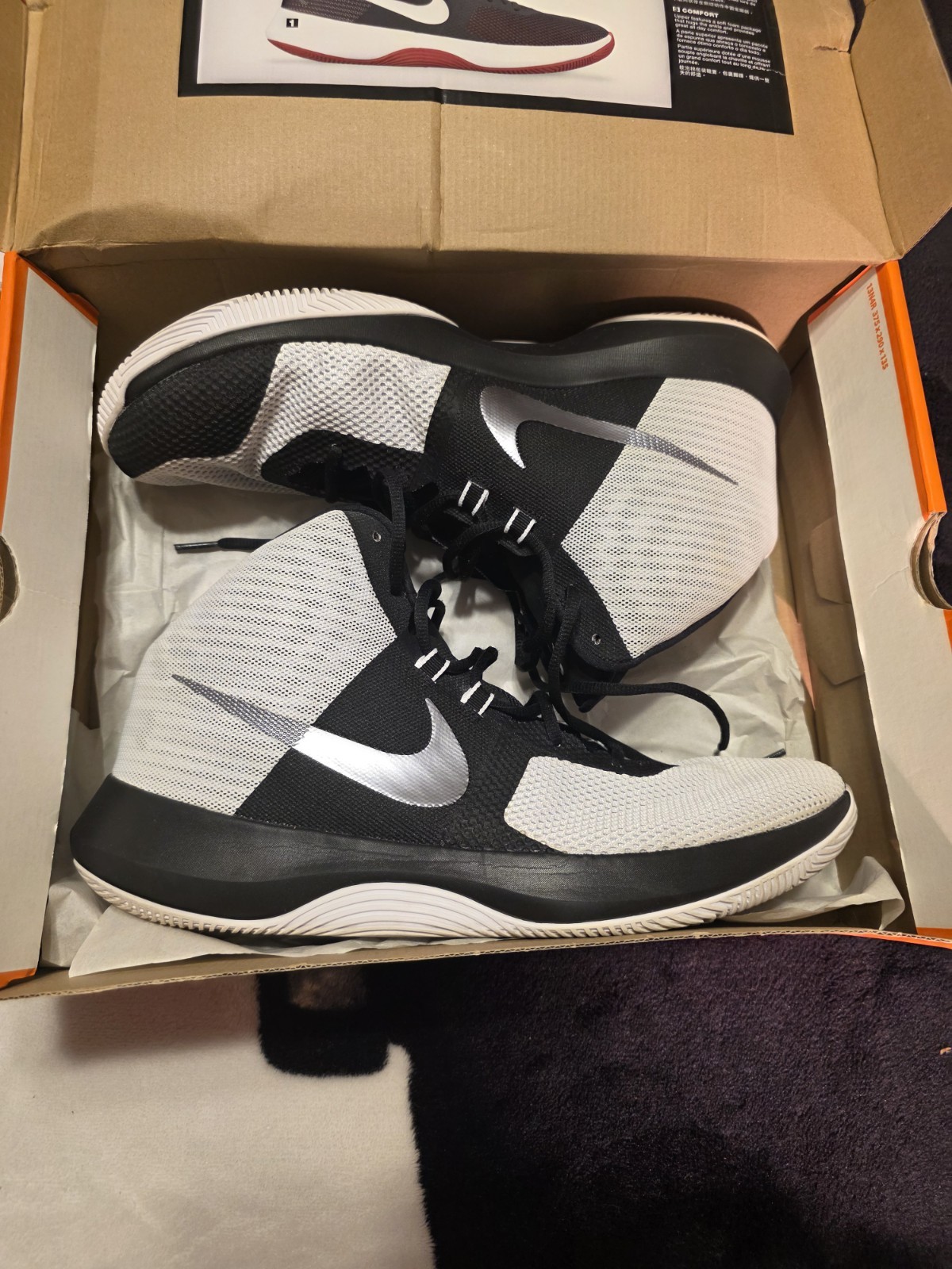 Nike Air Precision Mid Black White Basketball Sneakers Men’s Size 14