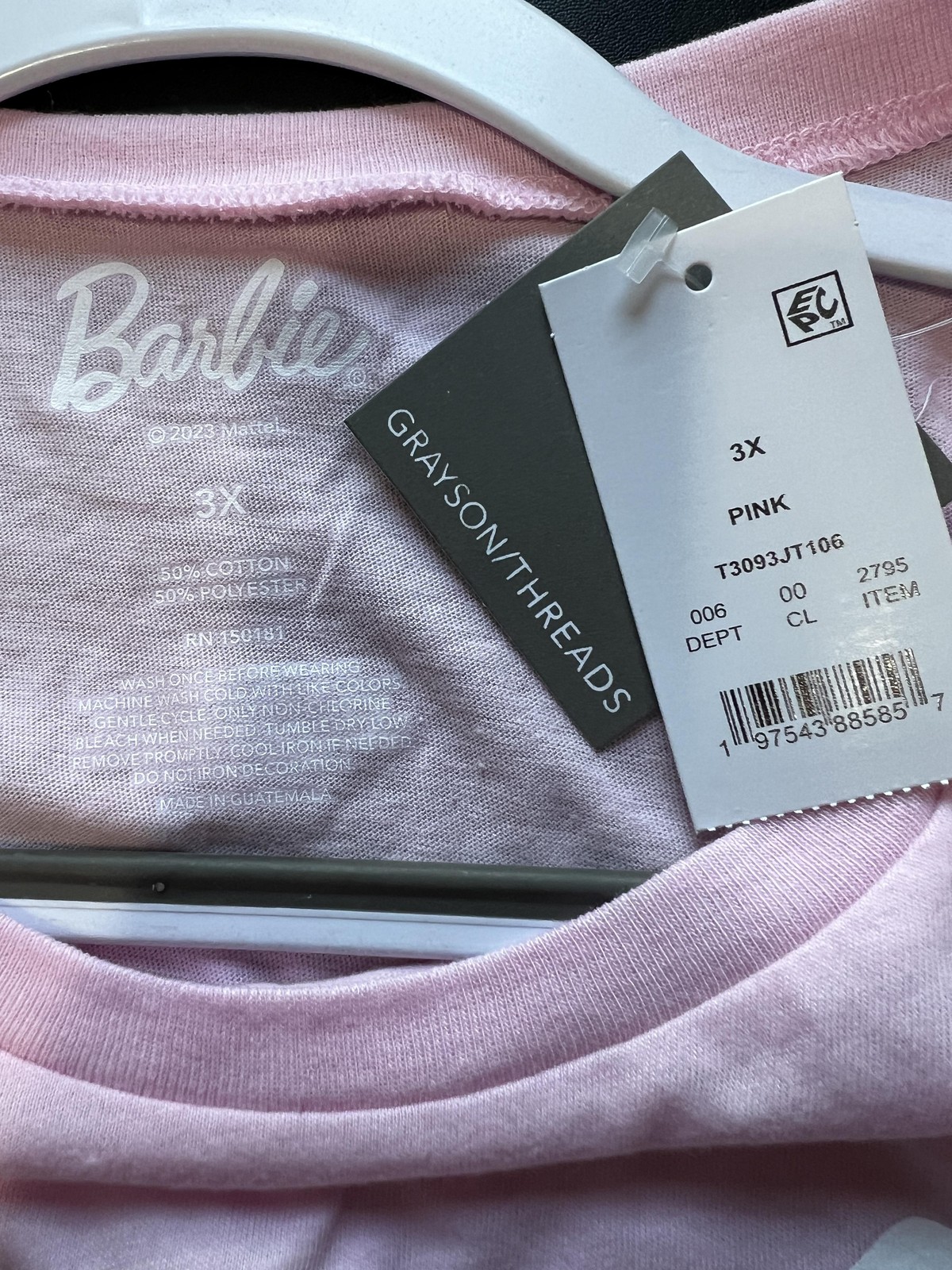 Barbie Shirt Womens 3X Pink Grayson Threads Crewneck 2023 Logo Graphic Tee New