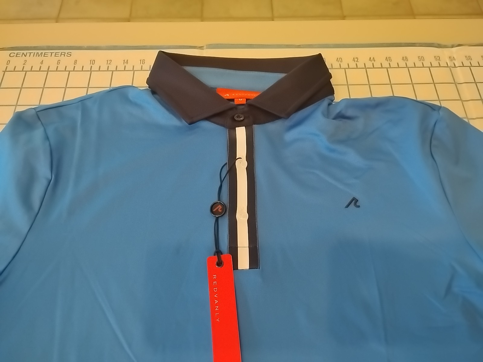 MENS SMALL ROYAL BLUE/BLUE WHITE COLLAR REDVANLY POLO SHIRT – NWT