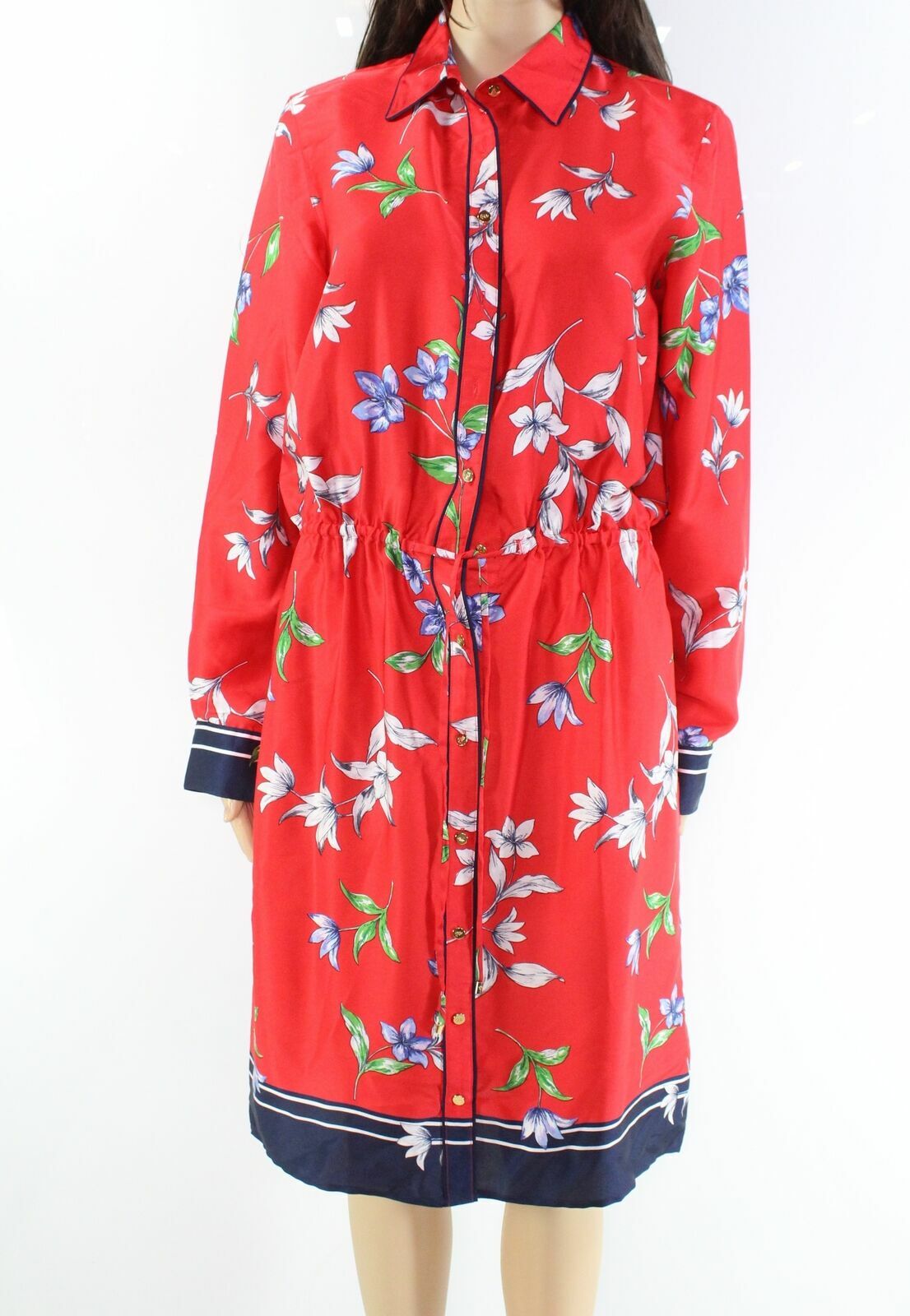Ralph Lauren Red Navy Floral POCKETED L/S Woman’s Dress NWT $165 Choose Size